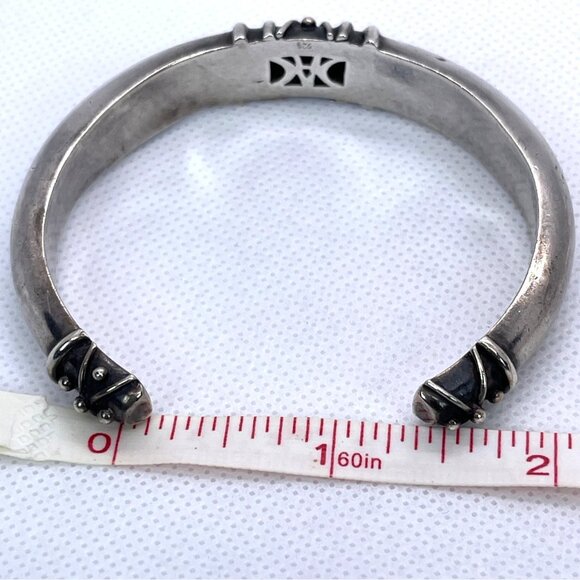 925 Sterling Silver Deborah Armstrong Hollow Dome Cuff Statement Bracelet VTG - Picture 9 of 16